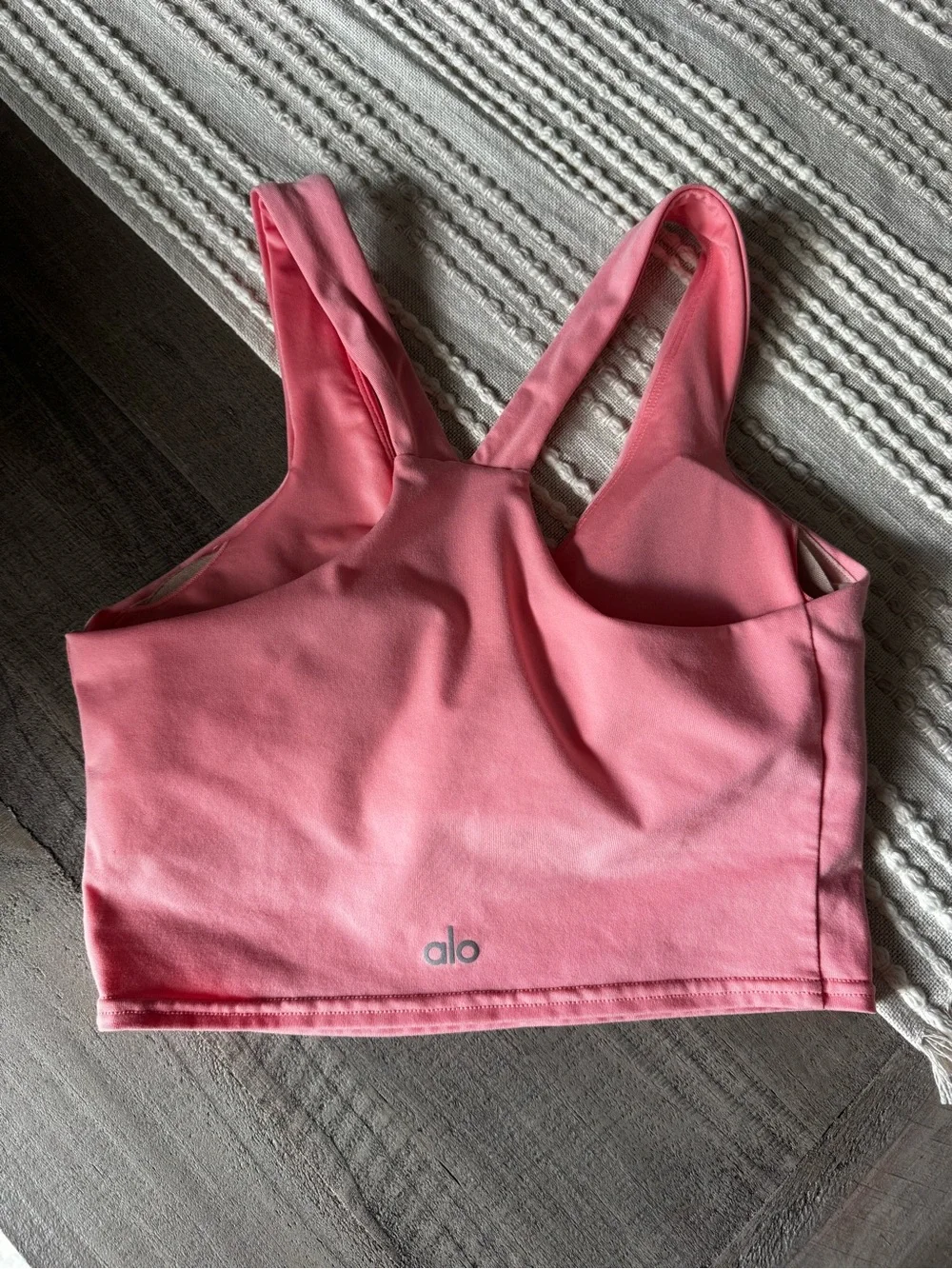 ALO Yoga Pink Cropped Sports Bra Tank with Supportive Straps